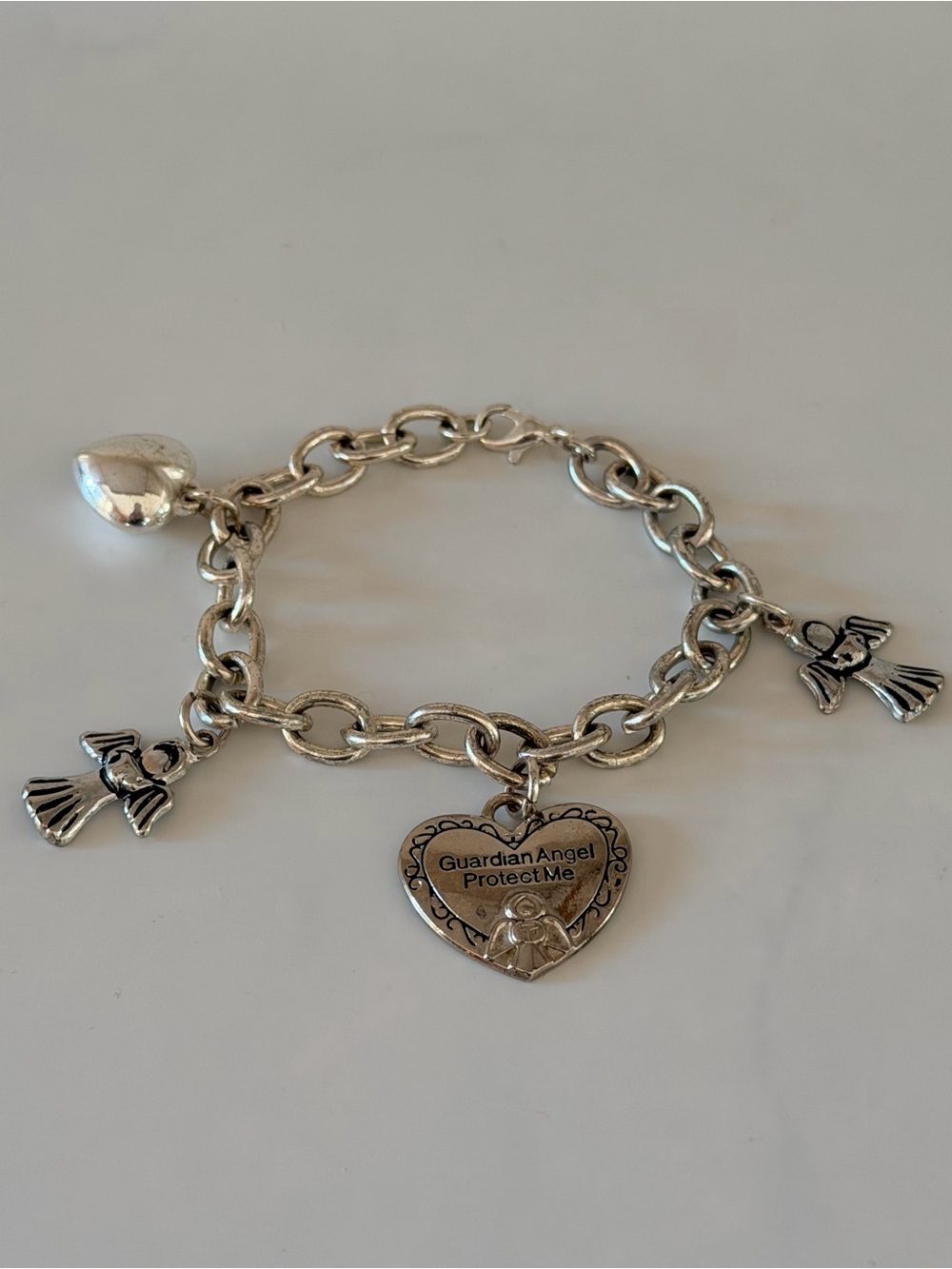 Chunky Guardian Angel Dangle Charm Bracelet, 8" - Picture 2 of 14